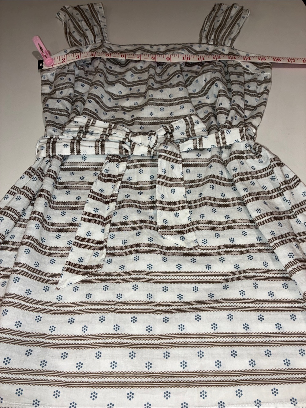BCBGIRLS NWOT Women’s Striped Belted Sleeveless Tank. White with Brown/Blue Sz S